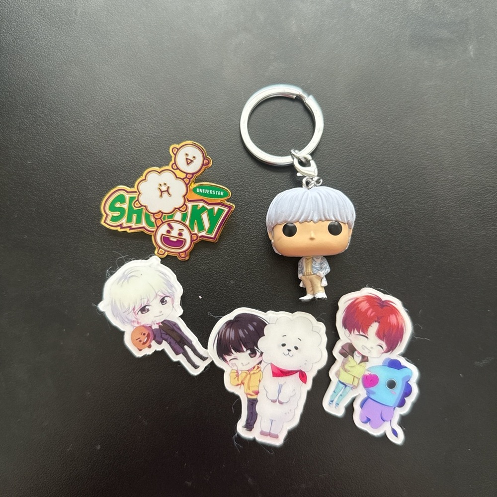 Hot Topic Keychain and Stickers Set - Multicolor